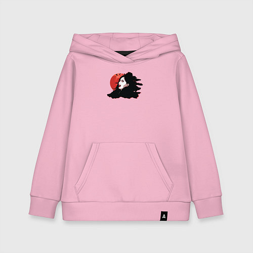 Детская толстовка-худи Женщина вампир и красная луна / Светло-розовый – фото 1