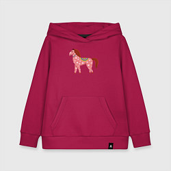 Толстовка детская хлопковая Красочная лошадка, цвет: маджента