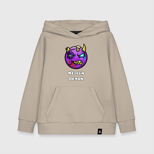 Детская толстовка-худи Geometry Dash medium demon / Миндальный – фото 1