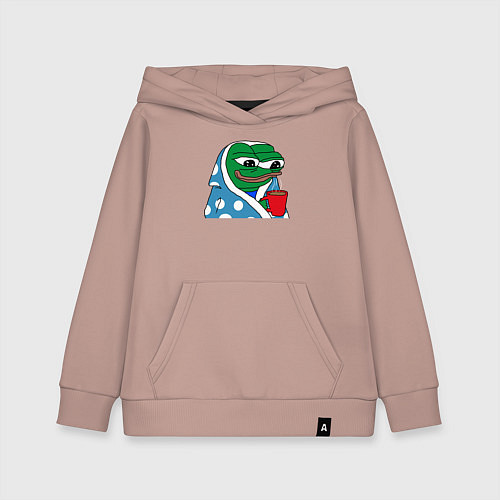 Детская толстовка-худи Frog Pepe мем / Пыльно-розовый – фото 1