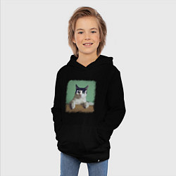Толстовка детская хлопковая Мем - голодный кот, цвет: черный — фото 2