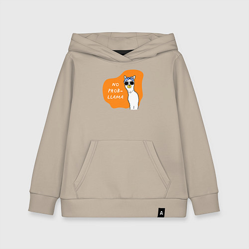 Детская толстовка-худи Лама - No probllama / Миндальный – фото 1