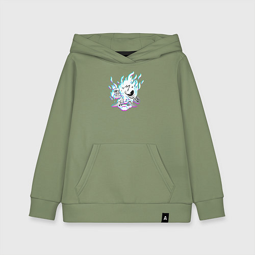 Детская толстовка-худи Cyberpunk 2077 neon samurai glitch art / Авокадо – фото 1