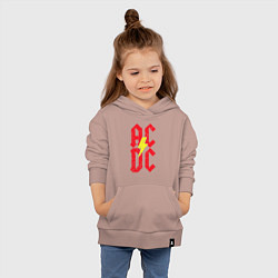 Толстовка детская хлопковая AC DC logo, цвет: пыльно-розовый — фото 2