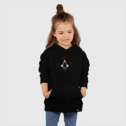 Толстовка детская хлопковая Символ Assassins Creed в красном ромбе, цвет: черный — фото 2