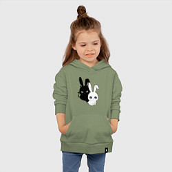 Толстовка детская хлопковая Милый кролик - ангелочек или дьяволёнок?, цвет: авокадо — фото 2