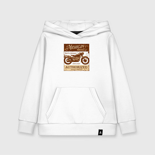 Детская толстовка-худи Ретро мотоцикл гранж / Белый – фото 1