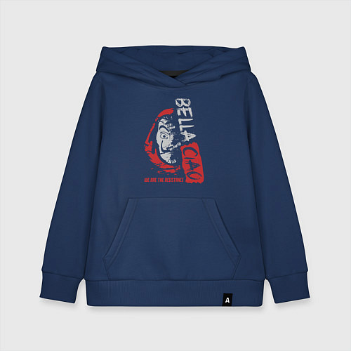 Детская толстовка-худи Bella ciao - сопротивление / Тёмно-синий – фото 1