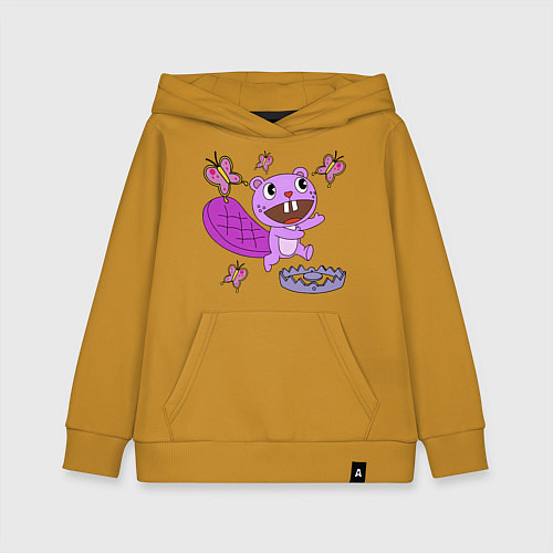 Детская толстовка-худи Toothy trap / Горчичный – фото 1