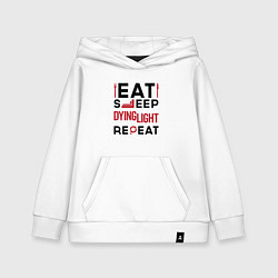 Толстовка детская хлопковая Надпись: eat sleep Dying Light repeat, цвет: белый