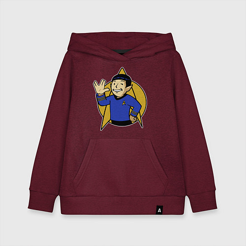 Детская толстовка-худи Spoke - vault boy / Меланж-бордовый – фото 1