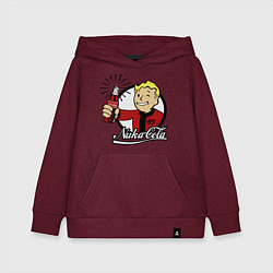 Толстовка детская хлопковая Vault boy - nuka cola, цвет: меланж-бордовый