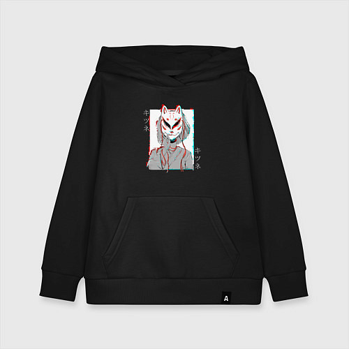 Детская толстовка-худи Аниме девушка в маске кицунэ / Черный – фото 1