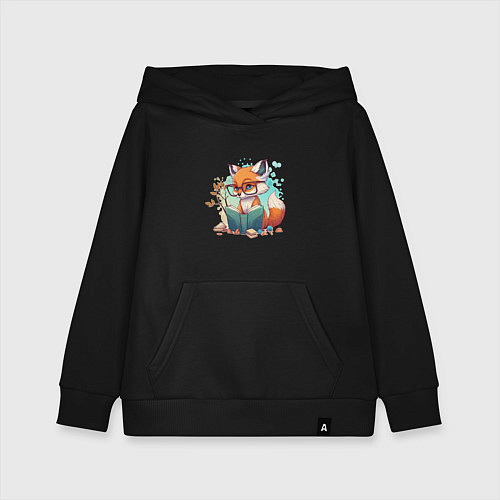 Детская толстовка-худи Умный лисёнок / Черный – фото 1