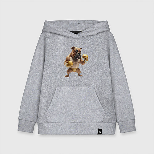 Детская толстовка-худи Собака занимается боксом / Меланж – фото 1