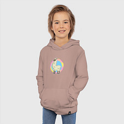 Толстовка детская хлопковая Мультяшная лама альпака, цвет: пыльно-розовый — фото 2