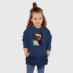 Толстовка детская хлопковая Glitch pixel art, цвет: тёмно-синий — фото 2