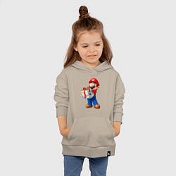 Толстовка детская хлопковая Марио держит подарок, цвет: миндальный — фото 2
