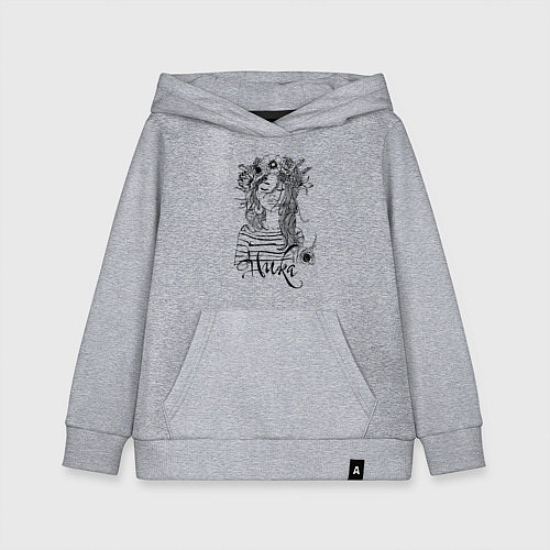 Детская толстовка-худи Ника в венке из летних цветов / Меланж – фото 1