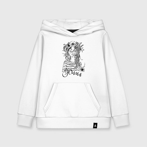 Детская толстовка-худи Юлия в венке из летних цветов / Белый – фото 1