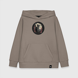 Толстовка детская хлопковая Самурай с черепом, цвет: утренний латте