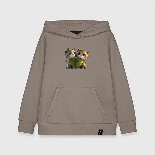Детская толстовка-худи Лесные котята из аниме с сердцем / Утренний латте – фото 1