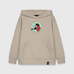 Толстовка детская хлопковая Снегирь на ветке, цвет: миндальный