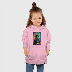 Толстовка детская хлопковая Чёрная модница в кожаной куртке - нейросеть, цвет: светло-розовый — фото 2