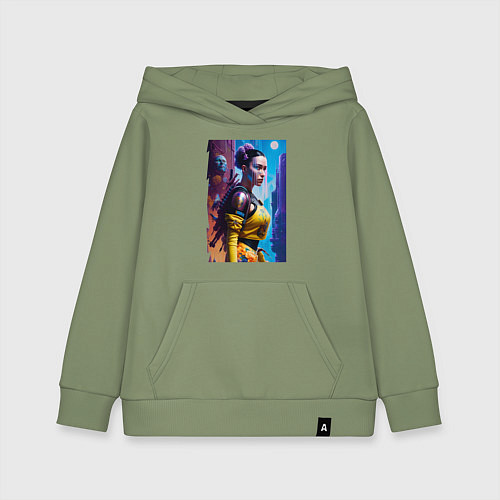 Детская толстовка-худи Cyberpunk - character - neural network / Авокадо – фото 1