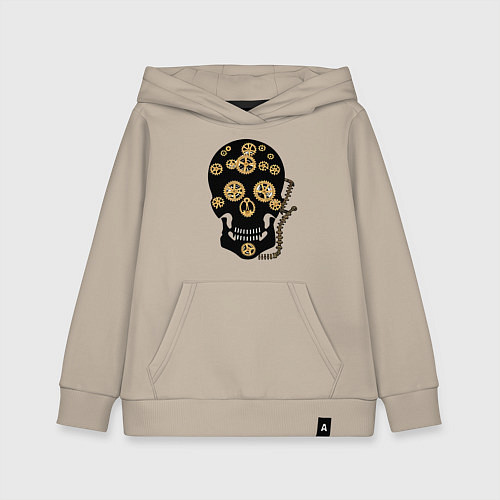 Детская толстовка-худи Череп лого / Миндальный – фото 1