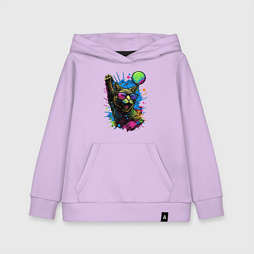 Детская толстовка-худи Кот тусовщик / Лаванда – фото 1