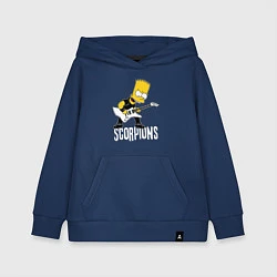 Толстовка детская хлопковая Scorpions Барт Симпсон рокер, цвет: тёмно-синий