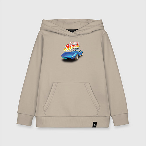Детская толстовка-худи Маслкар Chevrolet Corvette Stingray / Миндальный – фото 1