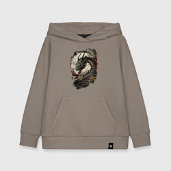 Толстовка детская хлопковая Мифический японский дракон, цвет: утренний латте