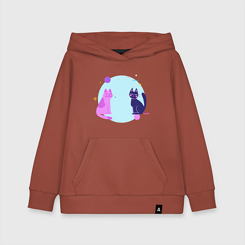 Детская толстовка-худи Две котейки / Кирпичный – фото 1