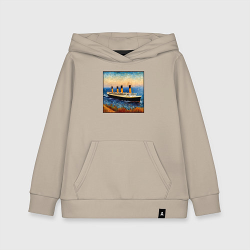 Детская толстовка-худи Титаник в стиле Ван Гога / Миндальный – фото 1