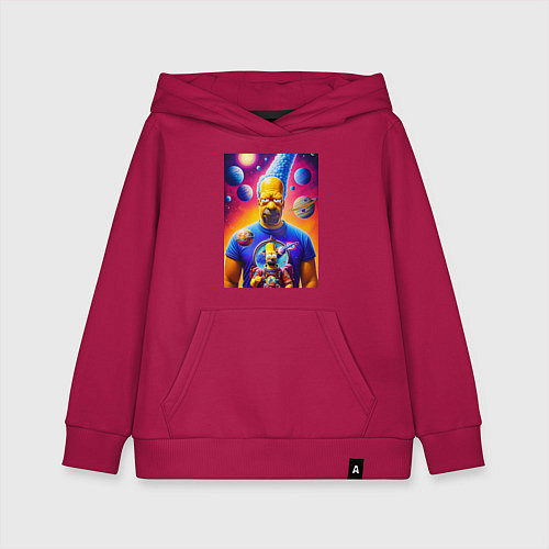 Детская толстовка-худи Космический взгляд Гомера Симпсона / Маджента – фото 1