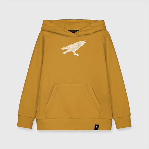 Детская толстовка-худи Белый ворон / Горчичный – фото 1