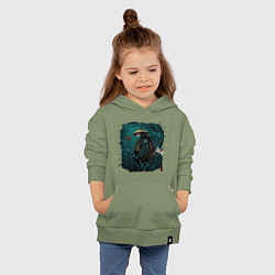 Толстовка детская хлопковая Мистического монаха с бамбуковым посохом сопровожд, цвет: авокадо — фото 2