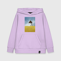 Толстовка детская хлопковая Ветряная мельница в поле, цвет: лаванда