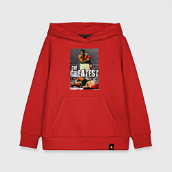 Толстовка детская хлопковая Мухаммед Али великий, цвет: красный