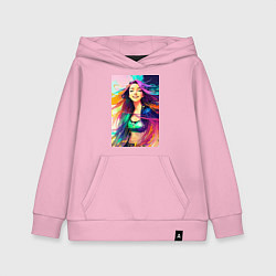 Толстовка детская хлопковая Яркая красочная девушка, цвет: светло-розовый