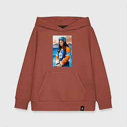 Толстовка детская хлопковая Мона Лиза - крайний нападающий, цвет: кирпичный