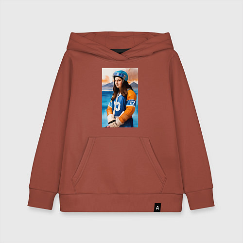Детская толстовка-худи Мона Лиза - крайний нападающий / Кирпичный – фото 1