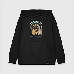 Детская толстовка-худи I just really like pugs gaming ok