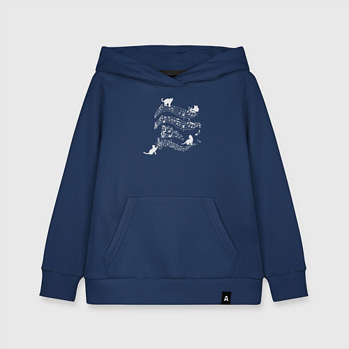 Детская толстовка-худи Music cats / Тёмно-синий – фото 1