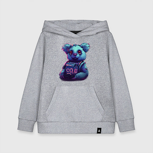 Детская толстовка-худи Техно-коала в неоновом свете / Меланж – фото 1