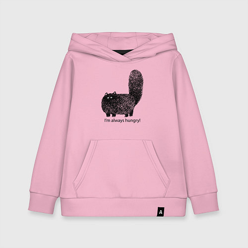 Детская толстовка-худи Кот, который всегда голодный - мем / Светло-розовый – фото 1