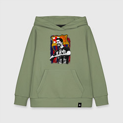 Толстовка детская хлопковая Левандовски Барселона, цвет: авокадо
