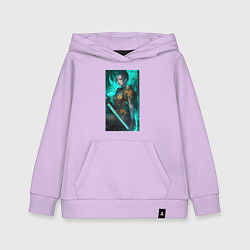 Толстовка детская хлопковая Девушка самурай киберпанк, цвет: лаванда